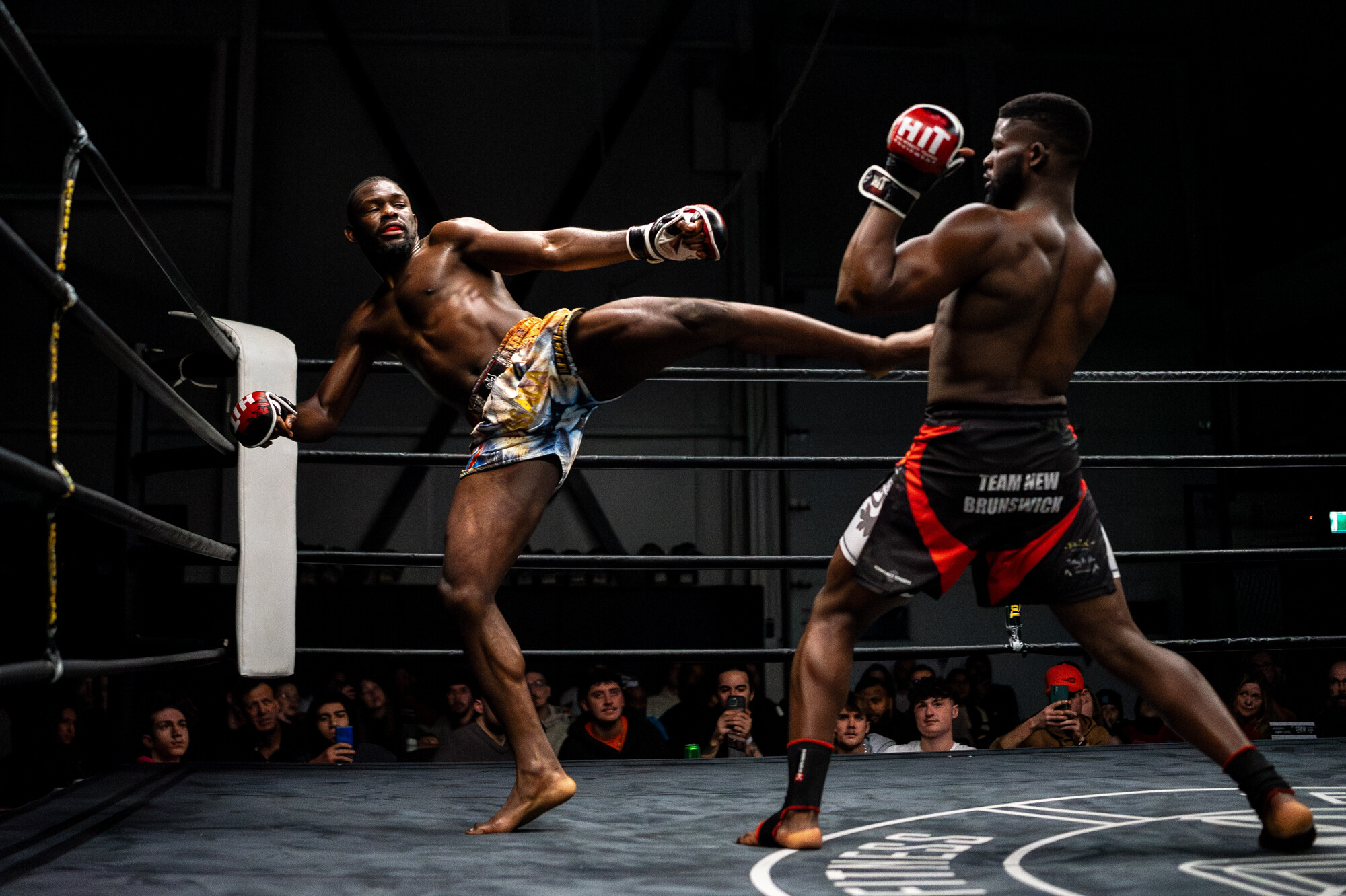 Moise Lissala kicks Joseph_Nabong in a title fight at MFL 41 in Chambly, Quebec on December 14, 2024 | Photo: Kieron Yates
